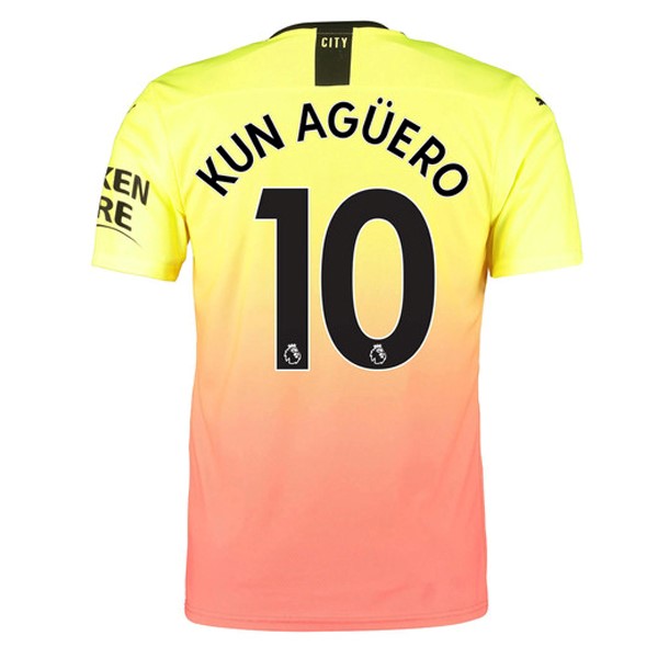 Camiseta Manchester City NO.10 Kun Aguero Replica Tercera Ropa 2019/20 Naranja